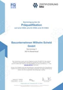 Bescheinigung über die Präqualifikation